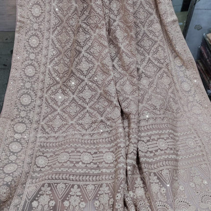 Beautiful Pure Georgette Chikankari Dyeable Saree
