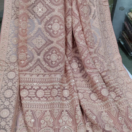 Beautiful Pure Georgette Chikankari Dyeable Saree