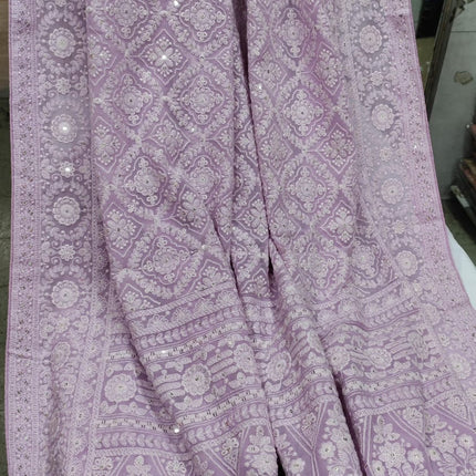 Beautiful Pure Georgette Chikankari Dyeable Saree