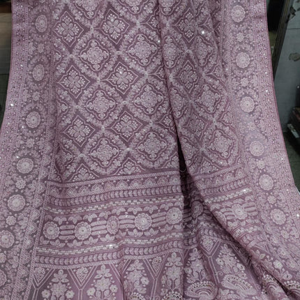 Beautiful Pure Georgette Chikankari Dyeable Saree