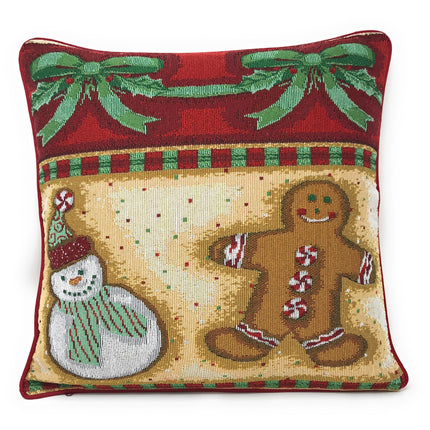DaDa Bedding Set of 4 Pieces - Magical Santa Snowman Gingerbread Christmas Holiday Tapestry Throw Pillow Covers Bundle Pack - 16" x 16"