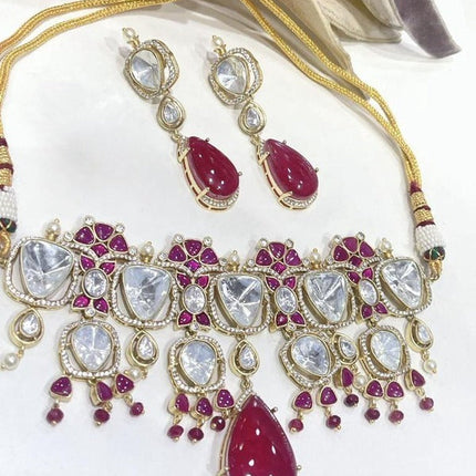 Beautiful Polki Fusion Choker Necklace Set