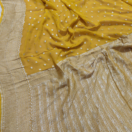 Beautiful Banarasi Lahariya Stripe Designer Khaddi Chiffon Saree