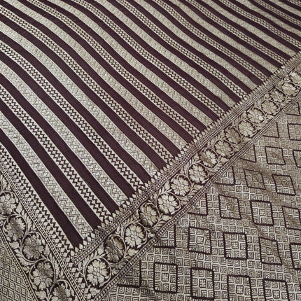 Beautiful Banarasi Lahariya Stripe Designer Khaddi Chiffon Saree