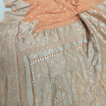 Beautiful Banarasi Lahariya Stripe Designer Khaddi Chiffon Saree