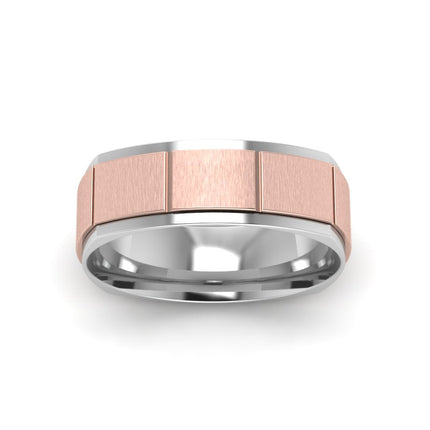 2 Tone Gold Texture Square Band Ring