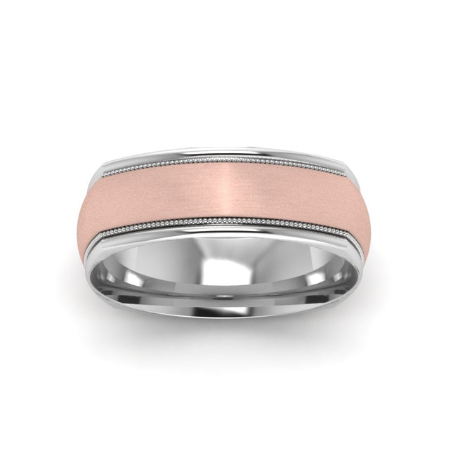 Two Tone Milgrain Square Mens Band Ring