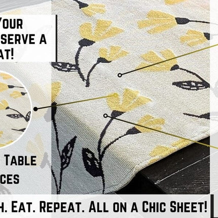 DaDa Bedding Yellow Fleur Floral Garden Woven Tapestry Dining Table Runner (18112)