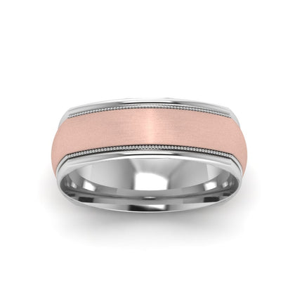Two Tone Milgrain Square Mens Band Ring