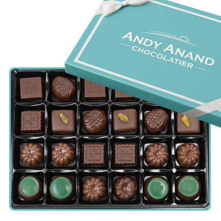 Andy Anand Luxury Gluten-Free Vegan Dark Chocolate Truffles Praline Collection – 24 Pcs Gift Box for Holidays & Special Occasions, Made with 60% Chocolate (Cocoa Butter)