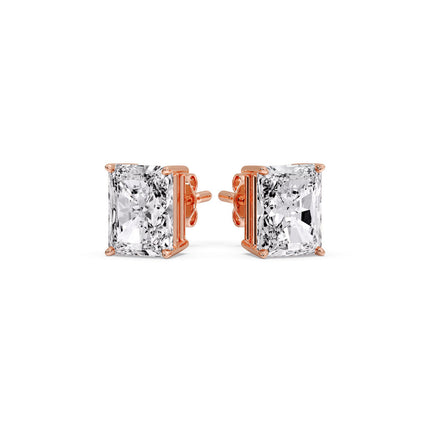Radiant Diamond Basket Stud Earring