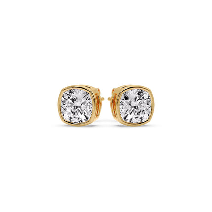 Bezel Set Cushion Diamond Stud Earrings