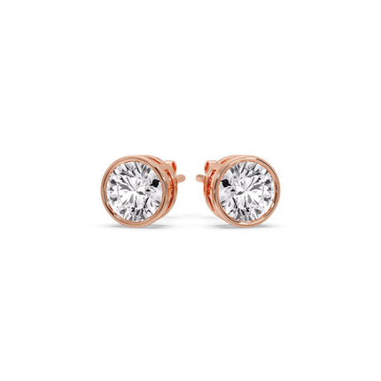 Round Cut Stud Bezel Set Earring