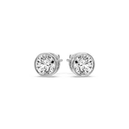 Round Cut Stud Bezel Set Earring