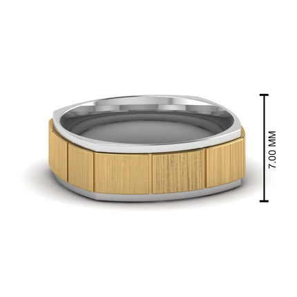 2 Tone Gold Texture Square Band Ring