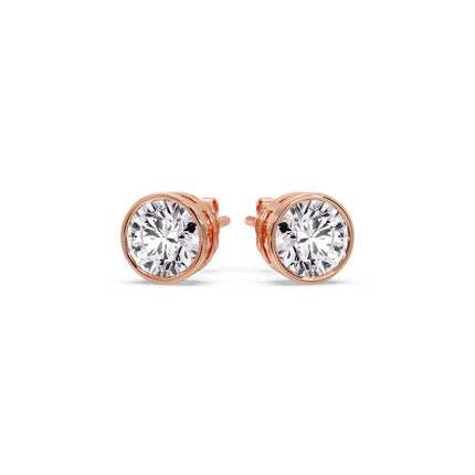 Round Cut Stud Bezel Set Earring