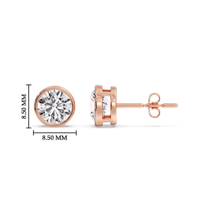 Round Cut Stud Bezel Set Earring