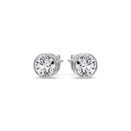Round Cut Stud Bezel Set Earring