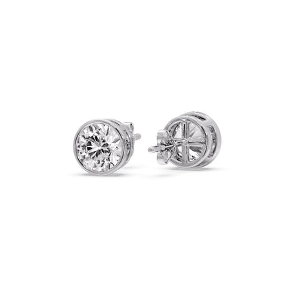 Round Cut Stud Bezel Set Earring