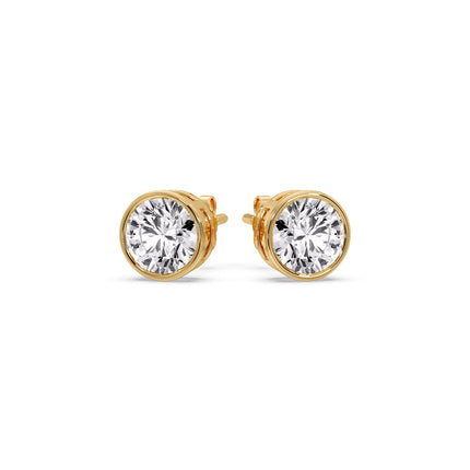 Round Cut Stud Bezel Set Earring