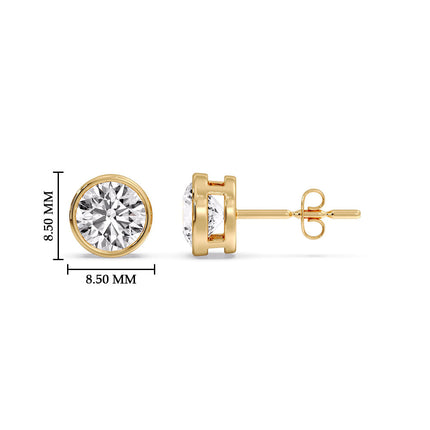 Round Cut Stud Bezel Set Earring