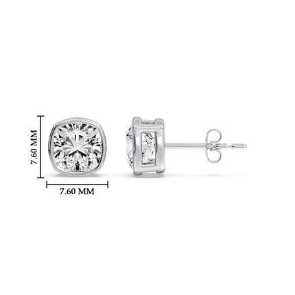 Bezel Set Cushion Diamond Stud Earrings