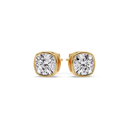 Bezel Set Cushion Diamond Stud Earrings