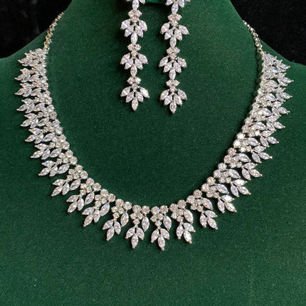 Silver Plated American Diamond Jewelry Set