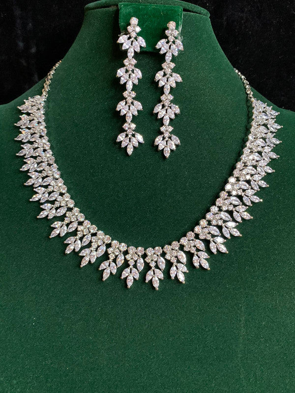 Silver Plated American Diamond Jewelry Set