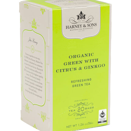 Organic Green with Citrus & Ginkgo, Box of 20 Premium Teabags