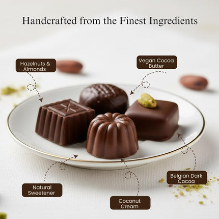 Andy Anand Luxury Gluten-Free Vegan Dark Chocolate Truffles Praline Collection – 24 Pcs Gift Box for Holidays & Special Occasions, Made with 60% Chocolate (Cocoa Butter)