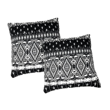DaDa Bedding Aztec Black & White Diamonds Throw Pillow Covers - 18" x 18" 2-Pack (C14800-1-CC)