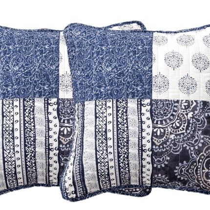 DaDa Bedding Set of 2-Pieces Bohemian Denim Blue Elegance Throw Pillow Covers - 18” x 18" (JHW660)