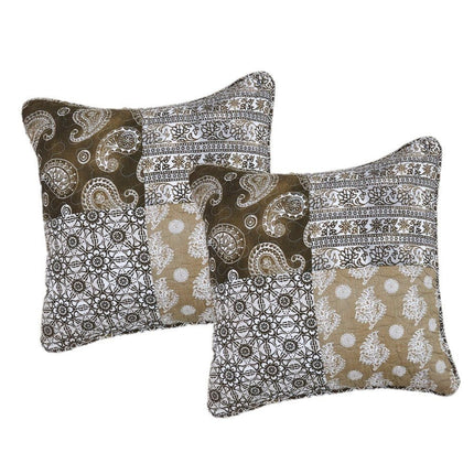 DaDalogy Bedding Bed in a Bag Bundle Set - Bohemian Paisley Dreams Floral Olive Brown Patchwork Bedspread Set (JHW885)