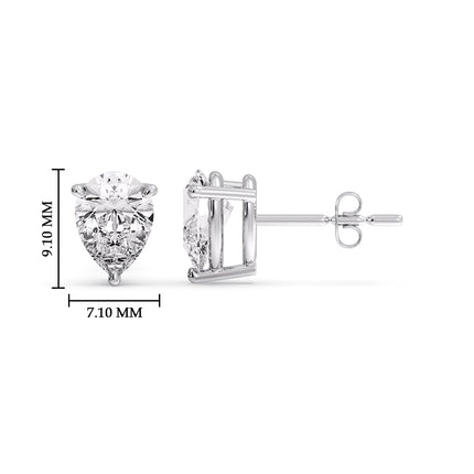 Diamond Pear Cut 3 Prong Earring