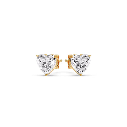 Heart Shaped 3 Prong Basket Stud Earring