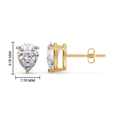 Diamond Pear Cut 3 Prong Earring