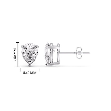 Diamond Pear Cut 3 Prong Earring