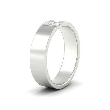 3 Stone Mens Flat Gemstone Band