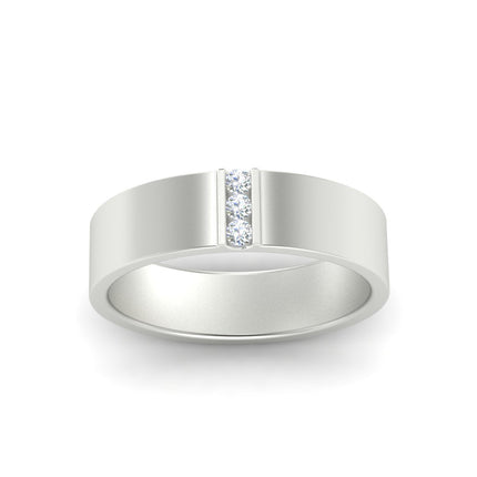 3 Stone Mens Flat Gemstone Band