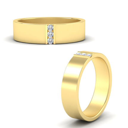 3 Stone Mens Flat Gemstone Band