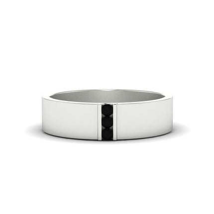 3 Stone Mens Flat Gemstone Band