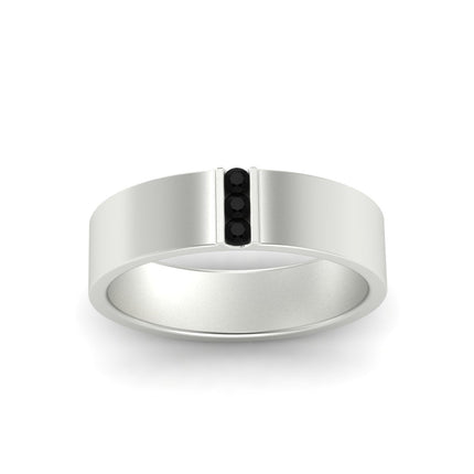 3 Stone Mens Flat Gemstone Band