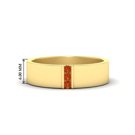 3 Stone Mens Flat Gemstone Band