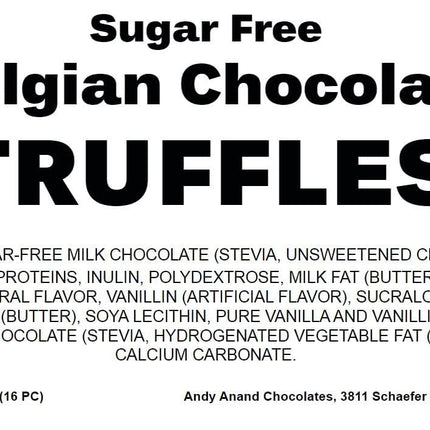 Andy Anand Sugar Free Belgian Chocolate Truffles | Exquisitely Delicious, You Won't Believe They're Sugar Free | Diabetic Friendly Gift Box | Perfect for Connoisseurs, Amazingly Delicious (15 Pieces)