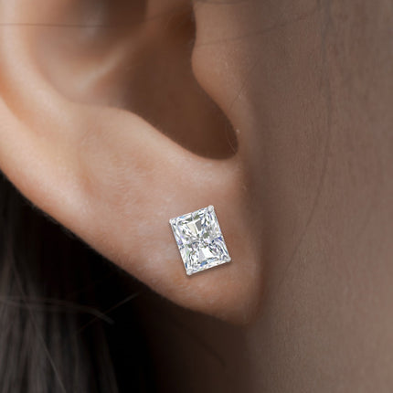Radiant Diamond Basket Stud Earring