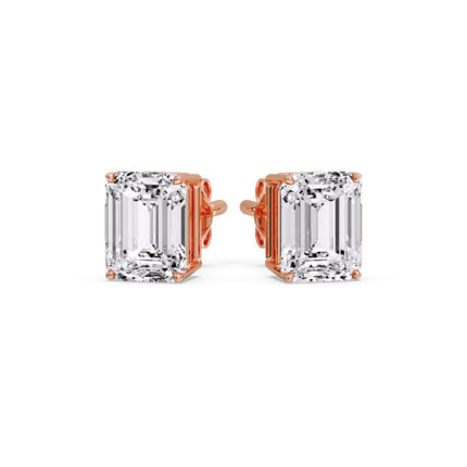 Emerald Cut Diamond Stud Earrings