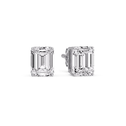 Emerald Cut Diamond Stud Earrings