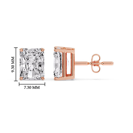 Radiant Diamond Basket Stud Earring