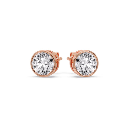 Round Cut Stud Bezel Set Earring